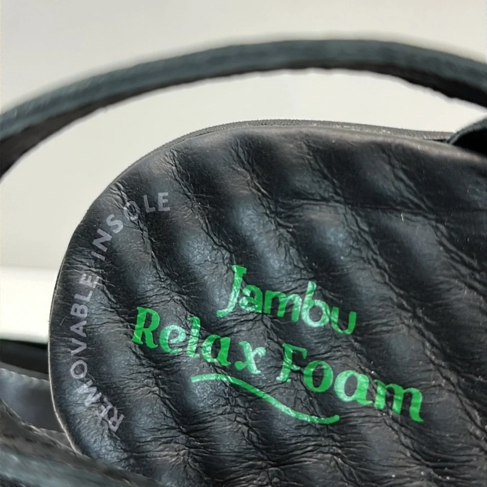 NWT Jambu Black Leather Ruby Relax Foam Sandals Size 9